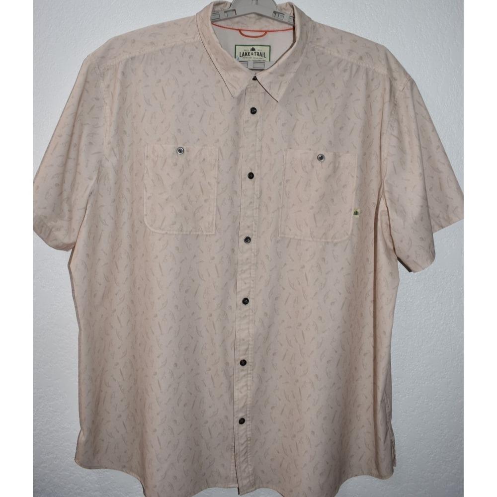 Lake & Trail Tactical Shirt Mens 3XL Lightweight FISHING Camp Short Slv Pockets